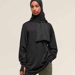 Covered Longline Cotton Long Sleeve Top B2C5M-381