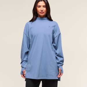 Covered Longline Cotton Long Sleeve Top B2C5M-424