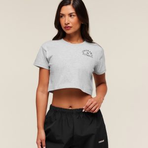 Fitness Embroidered Graphic Oversized Crop Top B4C7A-560