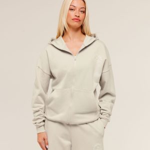 Fitness Embroidered Graphic Zip Up Hoodie B4C8V-542