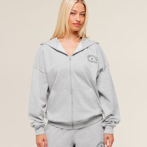 Fitness Embroidered Graphic Zip Up Hoodie B4C8V-340
