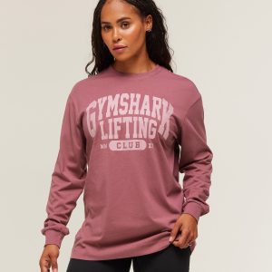 Lifting Club Graphic Oversized Long Sleeve T-Shirt B4C8L-522