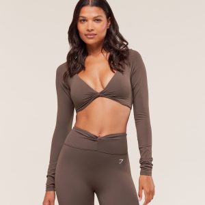 Twist Front Long Sleeve Crop Top B5B4S-512