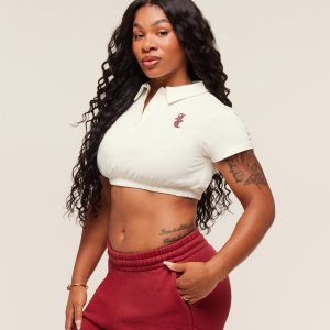 Gymshark x Analis Cropped Polo - Soft White B4B4H-18