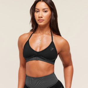 Gymshark x Analis Seamless Sports Bra - Black/Silver Grey B4B4P-788