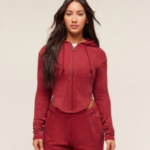 Gymshark x Analis Zip Up Hoodie - Reps Red/Wash B4B4N-790