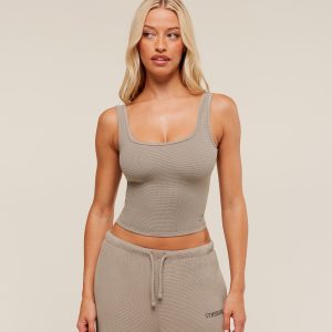 Waffle Cropped Tank B3B2G-502