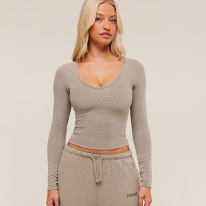 Waffle Long Sleeve Top B2C8P-411