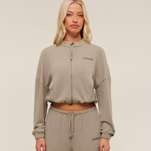 Waffle Midi Zip Up Jacket B3B7D-342