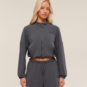 Waffle Midi Zip Up Jacket B3B7D-324