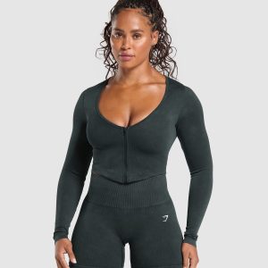 Gains Seamless Washed Zip Up Jacket