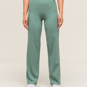 Ribbed Cotton Straight Leg Pants